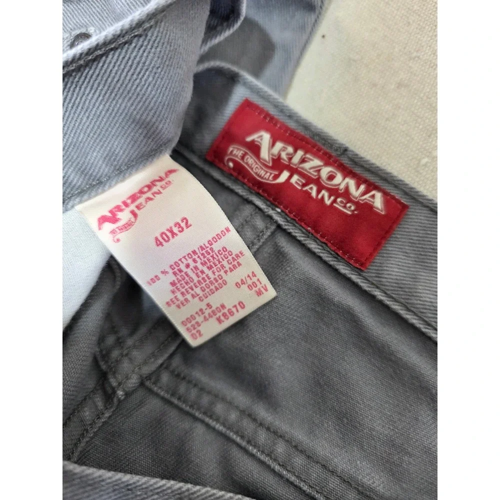 Arizona Jean Co Mens Gray Straight Leg Denim Pants 40x32 100% Cotton 523-4480N